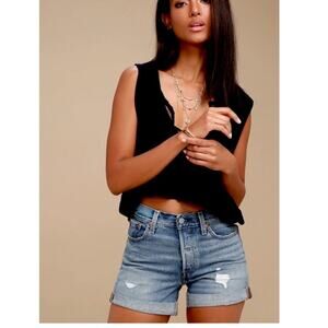Levi's Light Blue Distressed Jean Shorts